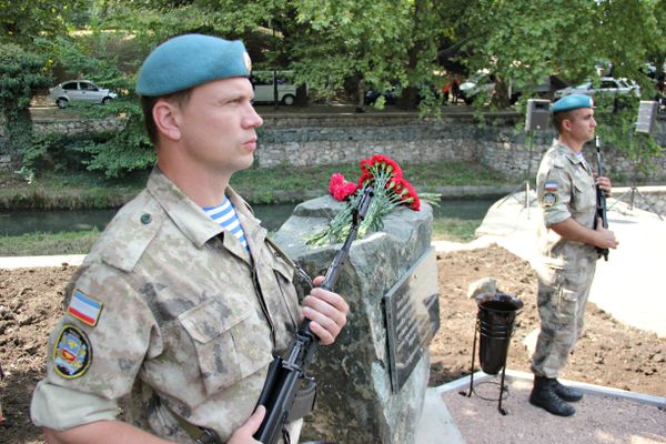 Церемония закладки мемориального камня в память погибшим в борьбе с терроризмом