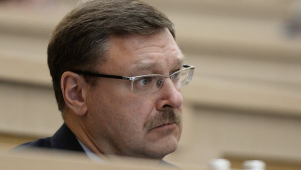 Председатель комитета Совета Федерации РФ по международным делам Константин Косачев на заседании Совета Федерации РФ