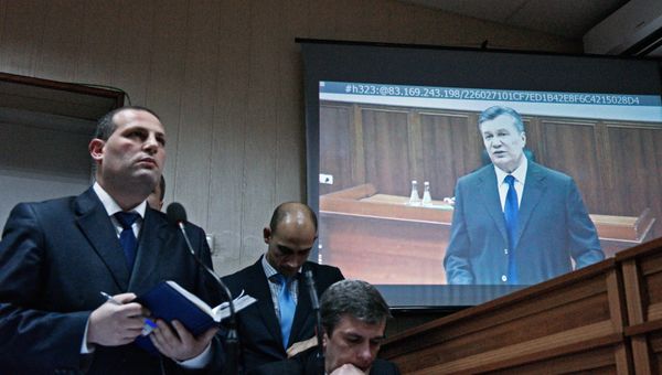 Допрос В. Януковича в режиме видеоконференции в качестве свидетеля по делу о беспорядках в Киеве в феврале 2014 года Допрос В. Януковича в режиме видеоконференции в качестве свидетеля по делу о беспорядках в Киеве в феврале 2014 года