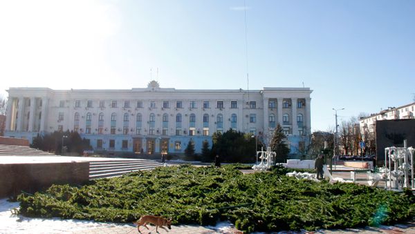 Установка главной новогодней елки в Симферополе