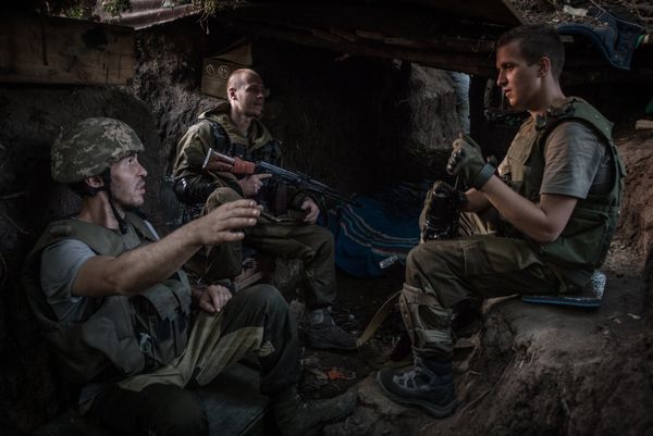 Позиции ополчения под поселком Марьинка в Донецкой области
