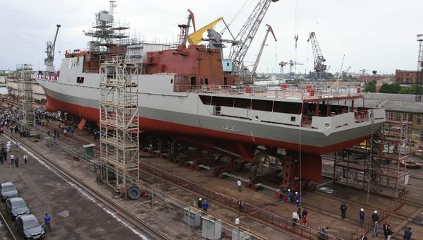 Спуск на воду второго фрегата проекта 11356