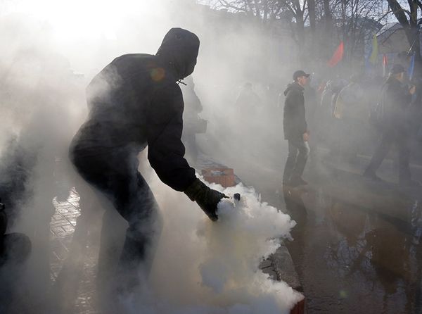 Митинг в центре Киева в поддержку торговой блокады Донбасса 