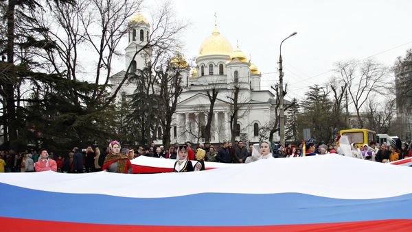 Празднование третьей годовщины Крымской весны в Симферополе