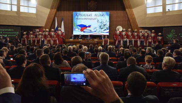 Торжественное собрание в Госсовете РК, посвященное празднованию третьей годовщины общекрымского референдума Торжественное собрание в Госсовете РК, посвященное празднованию третьей годовщины общекрымского референдума