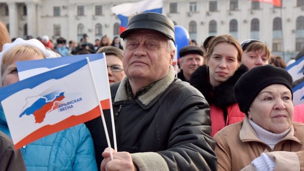 Празднование третьей годовщины воссоединения Крыма с Россией в Симферополе