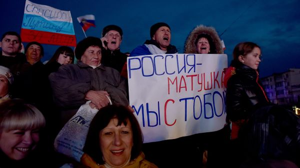 Празднование третьей годовщины воссоединения Крыма с Россией в Симферополе