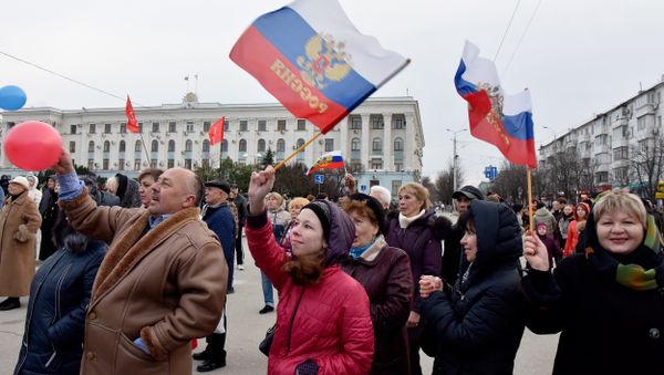 Празднование третьей годовщины воссоединения Крыма с Россией в Симферополе