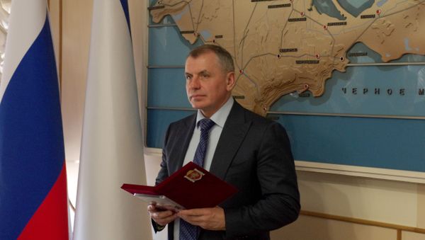 Председатель Государственного совета Республики Крым Владимир Константинов на встрече с делегацией политиков и предпринимателей из Германии