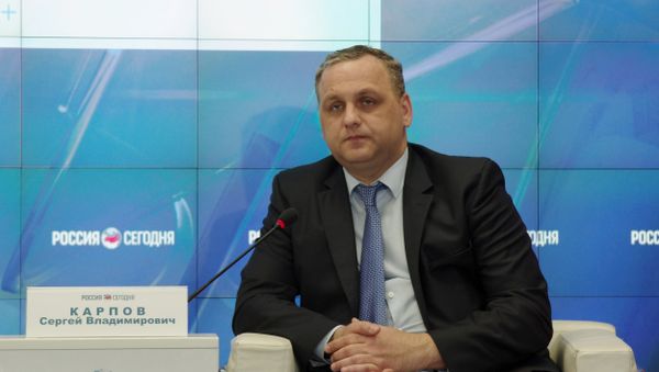Министр жилищно-коммунального хозяйства Крыма Сергей Карпов на пресс-конференции в мультимедийном пресс-центре МИА Россия сегодня в Симферополе 