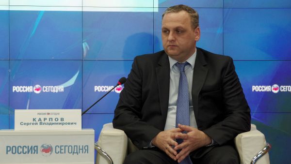 Министр жилищно-коммунального хозяйства Крыма Сергей Карпов на пресс-конференции в мультимедийном пресс-центре МИА Россия сегодня в Симферополе