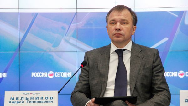 Министр экономического развития Республики Крым Андрей Мельников на пресс-конференции в мультимедийном пресс-центре МИА Россия сегодня в Симферополе