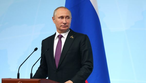 Президент РФ Владимир Путин во время пресс-конференции по итогам саммита лидеров Группы двадцати G20 в Гамбурге. 8 июля 2017