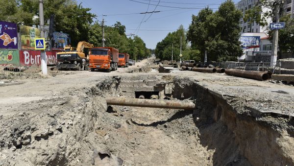 Ремонтные работы по улице Толстого в Симферополе