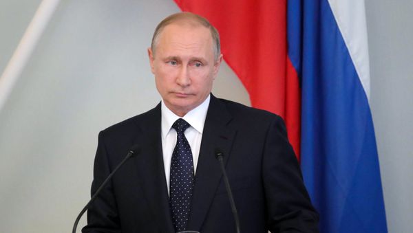Президент РФ Владимир Путин во время пресс-конференции с президентом Финляндии Саули Ниинисте в городе Савонлинна. 27 июля 2017
