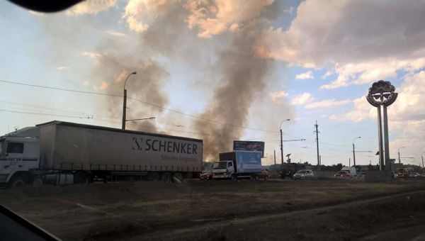 Пожар в районе Евпаторийского шоссе под Симферополем