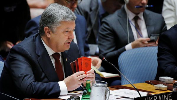 Президент Украины Петр Порошенко во время выступления на саммите Совета безопасности ООН по вопросам миротворчества в Нью-Йорке, США. 20 сентября 2017