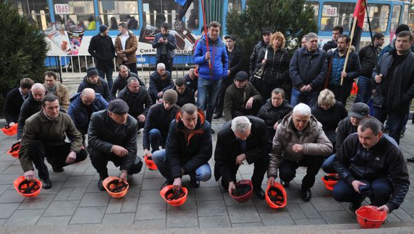 Акция протеста шахтеров во Львове