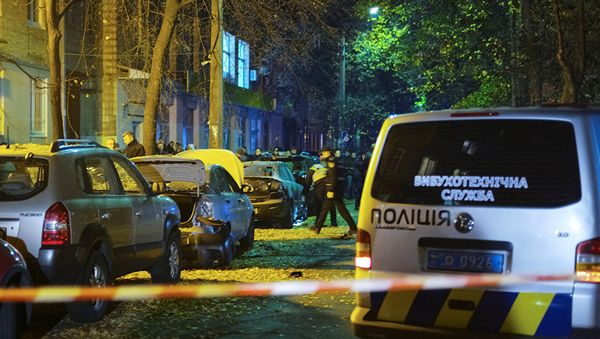 На месте покушения на депутата Верховной Рады Украины Игоря Мосийчука в Киеве