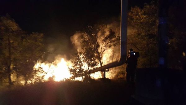 Пожар на поврежденном газопроводе