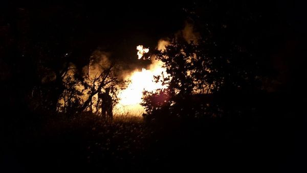 Пожар на поврежденном газопроводе