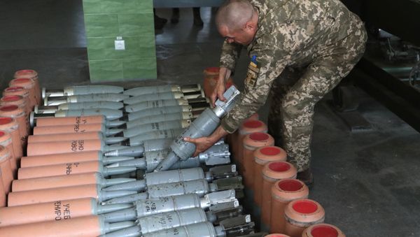 Военнослужащий вооруженных сил Украины во время военных учений на полигоне. Архивное фото