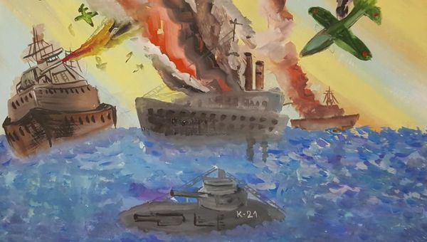 Рисунок Бои на Черном море, предоставленный для цикла мультфильмов Высшая степень отличия