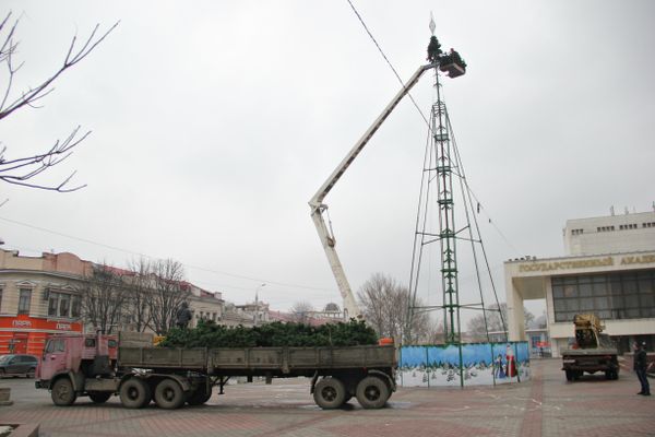 В Симферополе разбирают главную елку города. 29 января 2018 В Симферополе разбирают главную елку города. 29 января 2018