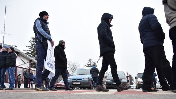 Акция протеста на границе между Украиной и Польшей