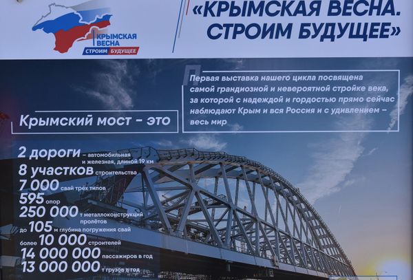  Выставка Крымский мост – Стройка века на площади Ленина в Симферополе 
