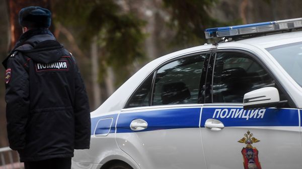 Сотрудник полиции возле служебного автомобиля