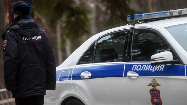 Сотрудник полиции возле служебного автомобиля