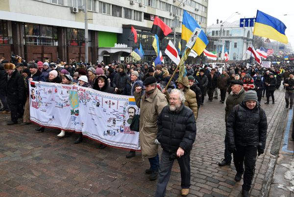 Марш сторонников Михаила Саакашвили в Киеве с требованием отставки действующего президента Украины Петра Порошенко
