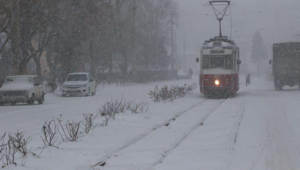 Снегопад в Евпатории