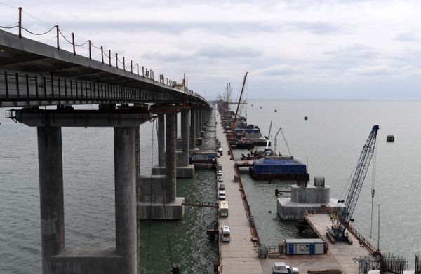 Строительство моста через Керченский пролив со стороны Крыма