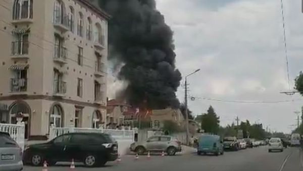 Видео пожара в пансионате Арсенал в Евпатории