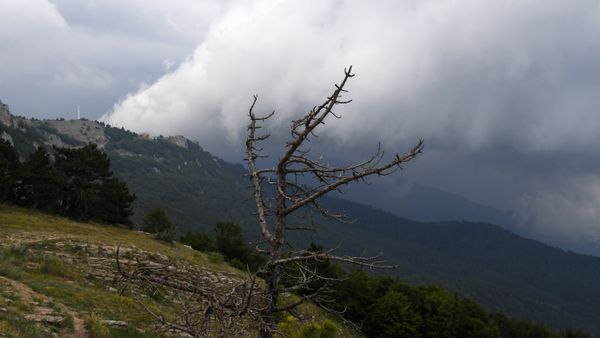 Тучи над Ялтой. Вид с горы Ай-Петри, Крым