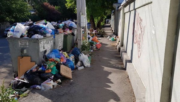 Навалы мусора на одной из контейнерных площадок Симферополя