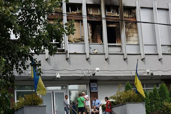 Здание украинского телеканала Интер в Киеве, где 4 сентября 2016 произошел пожар