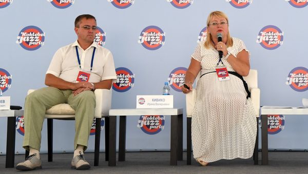Министр финансов РК Ирина Кивико на пресс-конференции в рамках Koktebel Jazz Party-2018 Министр финансов РК Ирина Кивико на пресс-конференции в рамках Koktebel Jazz Party-2018
