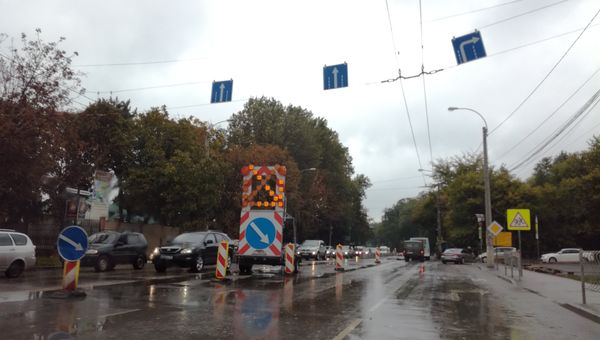 Дорожные работы на улице Севастопольской в Симферополе 3.10.2018 г.