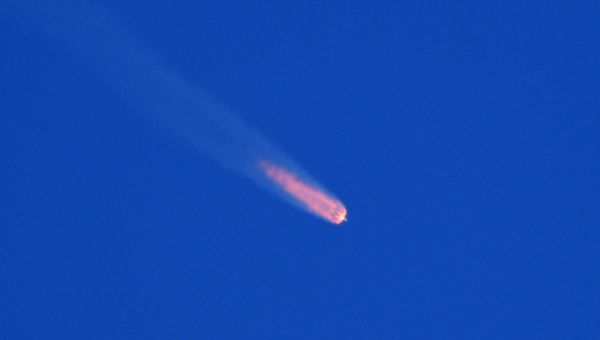 Старт ракеты-носителя Союз-ФГ с пилотируемым кораблем Союз МС-10