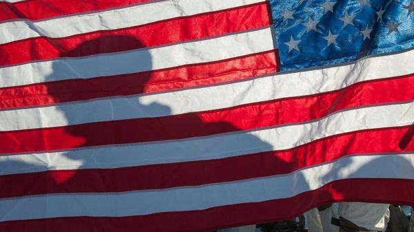 Флаг Соединённых Штатов Америки на демонстрации военной техники и вооружения НАТО 