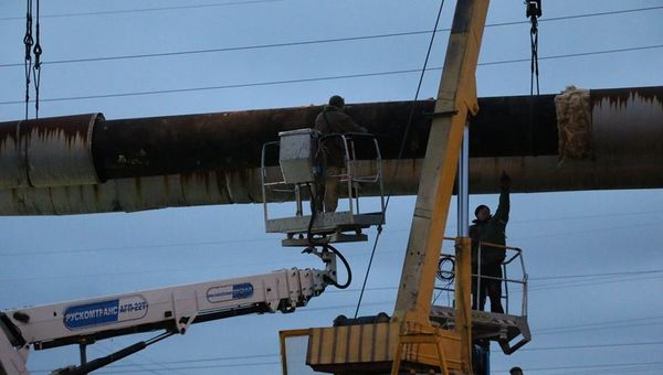 Работы по восстановлению участка теплотрассы Камыш-Бурунской ТЭЦ в Керчи