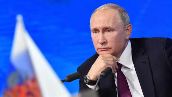 Президент РФ Владимир Путин во время ежегодной большой пресс-конференции в Центре международной торговли на Красной Пресне. 20 декабря 2018