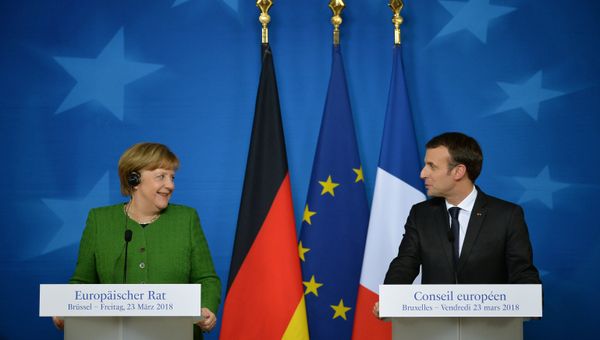 Канцлер Германии Ангела Меркель и президент Франции Эммануэль Макрон
