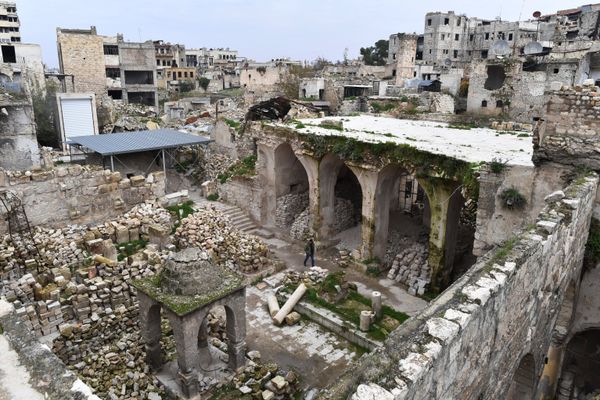 Разрушенная синагога в сирийском Алеппо