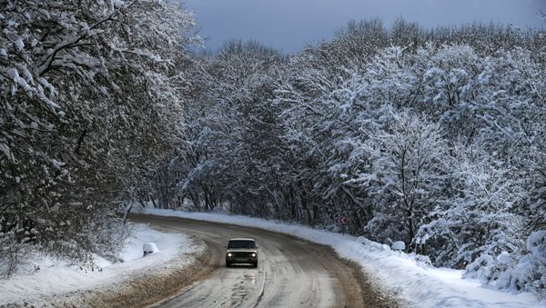 Зима на Грушевском перевале в Крыму