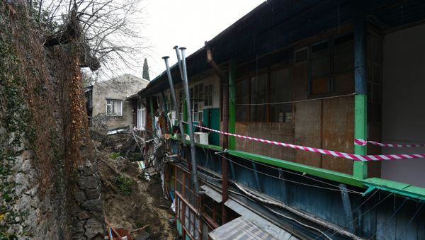 Обвал опорной стены в Ялте 11.01.2019 г.