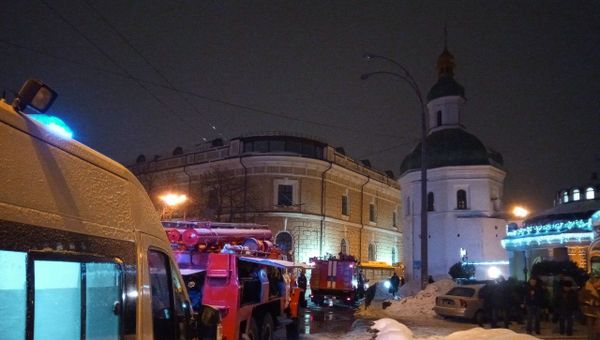 Пожар на территории Киево-Печерской лавры в Киеве. 14 января 2018